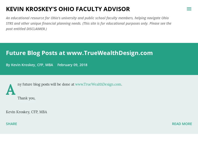 Kevin Kroskey's Ohio Faculty Advisor