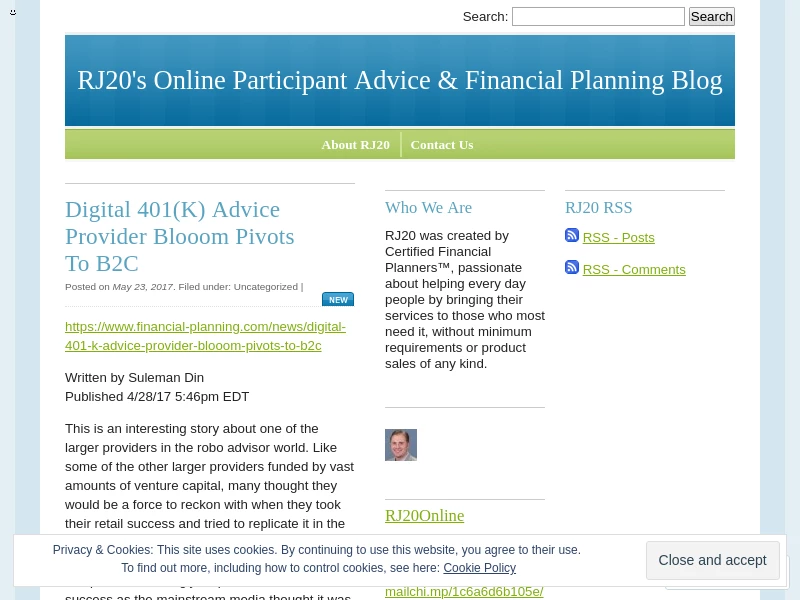 RJ20's Online Participant Advice & Financial Planning Blog | Written by Online Certified Financial Planners™