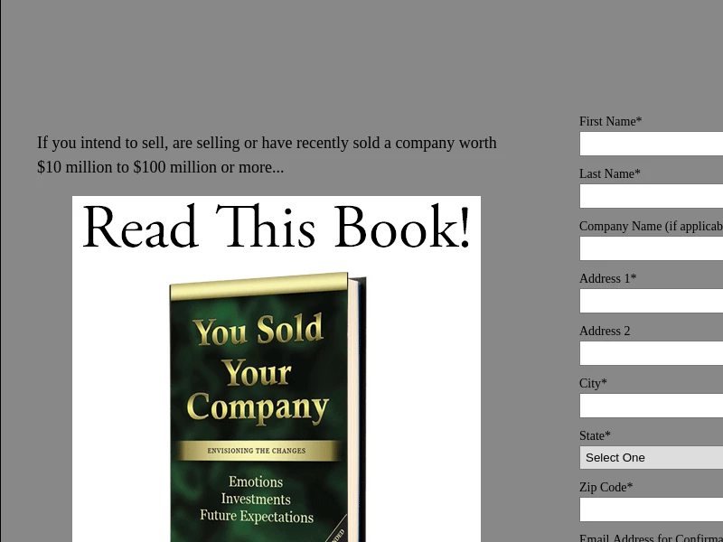You Sold Your Company - Complimentary Book Request Form