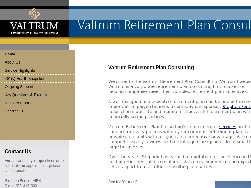 Valtrum Retirement Plan Consulting - Home