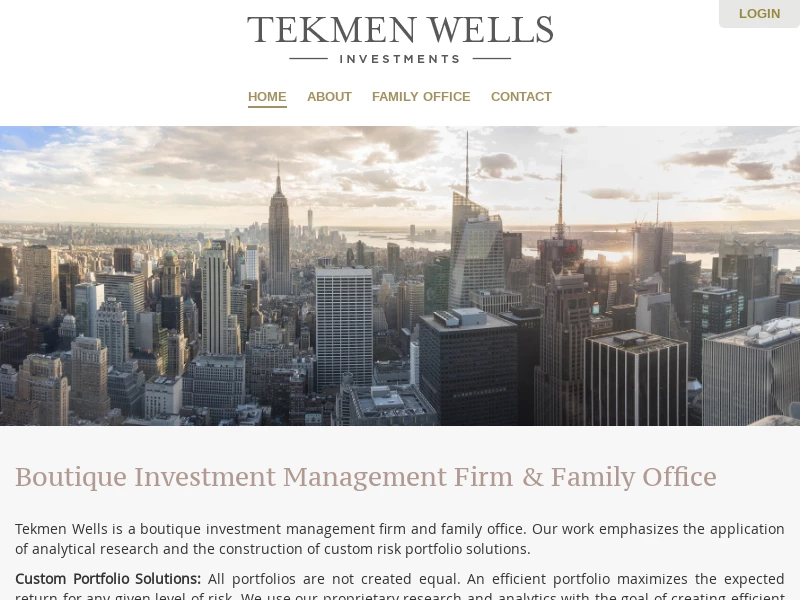 Investing Portfolio Solutions — Tekmen Wells Investments