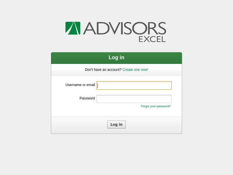 User account | Advisors Excel