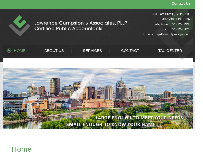 Lawrence Cumpston & Associates, PLLP: A professional tax and accounting firm in Saint Paul, Minnesota: Home
