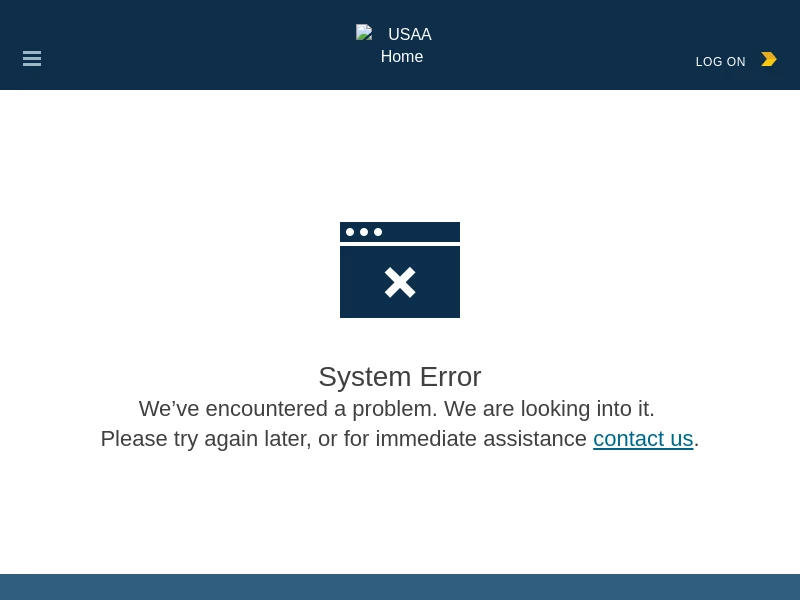 System Error | USAA | USAA