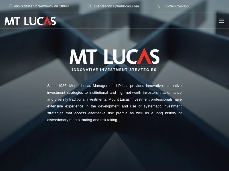 Mount Lucas Management LP | Innovative Alternative Solutions | Newtown PA