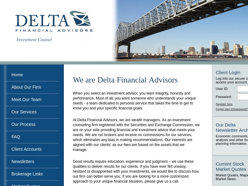 Investment Counsel | Delta Financial Advisors | New Orleans, LA