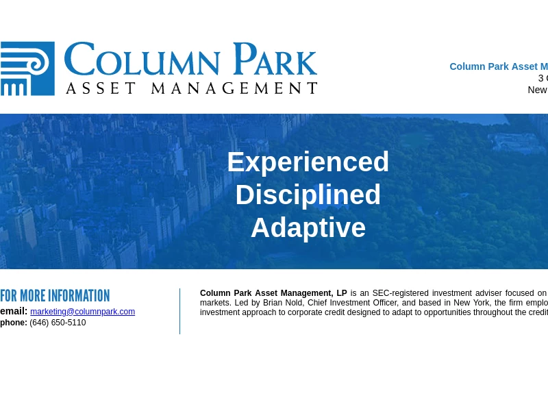Column Park Asset Management, LP - Investment Advisor