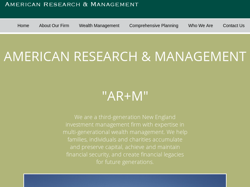 American Research & Management (AR+M)  |  Marion, Massachusetts  |  Home