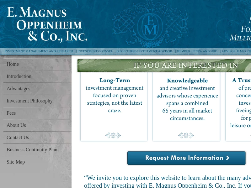 E. Magnus Oppenheim & Co., Inc. - Investment Strategy for Prudent Millionaires