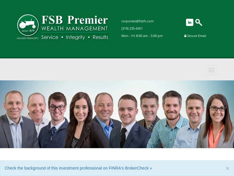 Waterloo, IA | Financial Advisor — Investment Advisor, Broker-Dealer, Insurance | FSB Premier