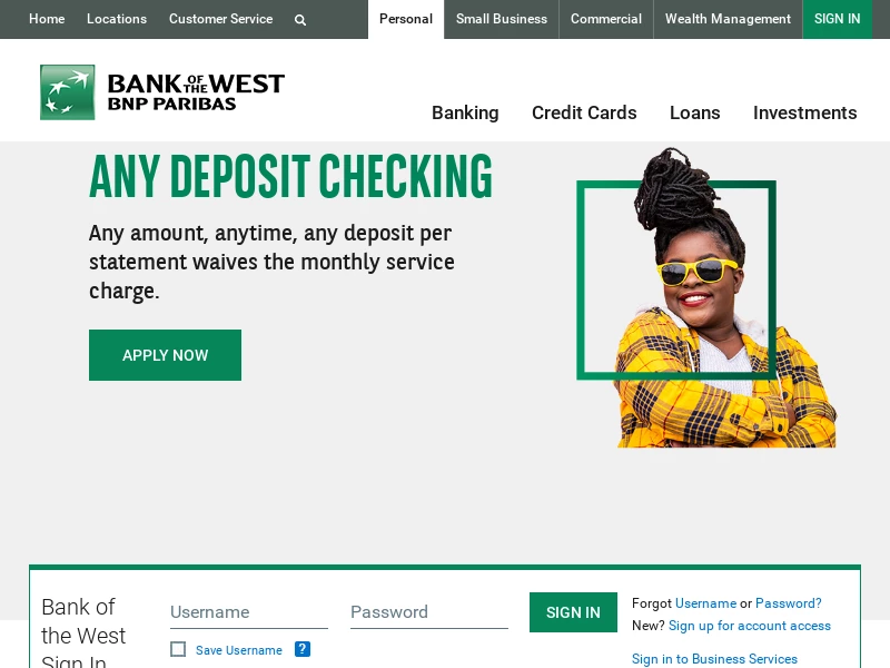 Bank of the West | Checking, Loans, Credit Cards | Personal & Business Bank