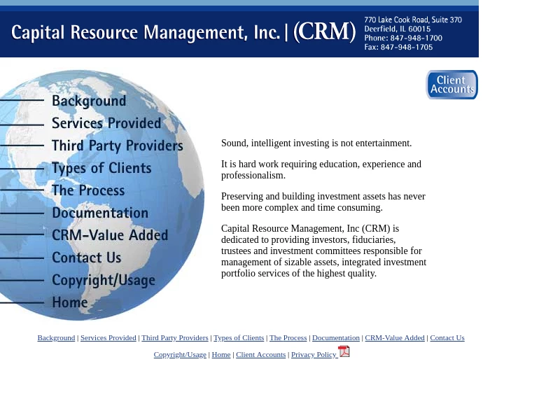 Capital Resource Management, Inc. | CRM | Integrated Investment Portfolio Services