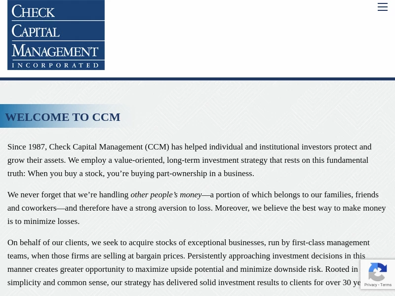 Check Capital Management | Award-Winning Asset Management Firm