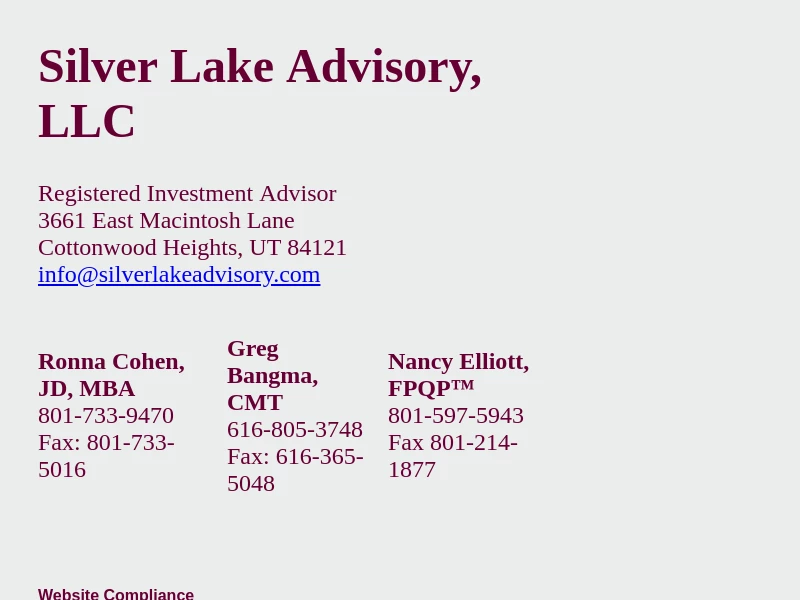 Silver Lake Advisory, Registered Investment Advisor