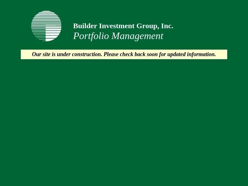 Builder Investment Group Inc. Portfolio Management
