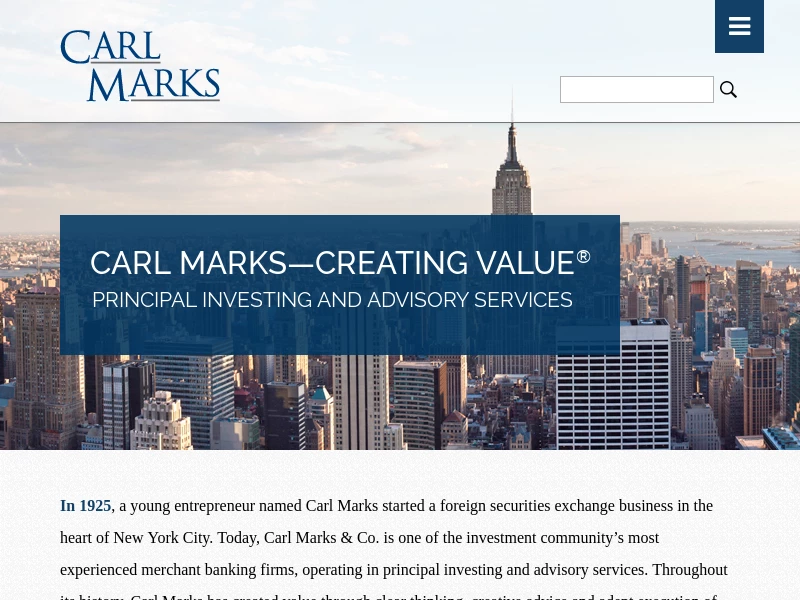 Carl Marks & Co., Principal Investing and Advisory Services CARL MARKS & CO. Carl Marks & Co.