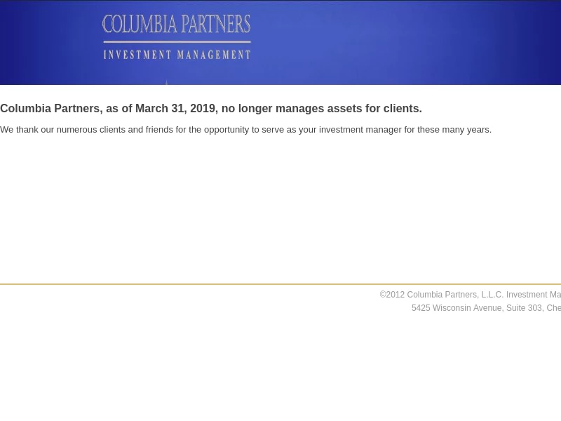 Columbia Partners, L.L.C. Investment Management, Washington DC area
