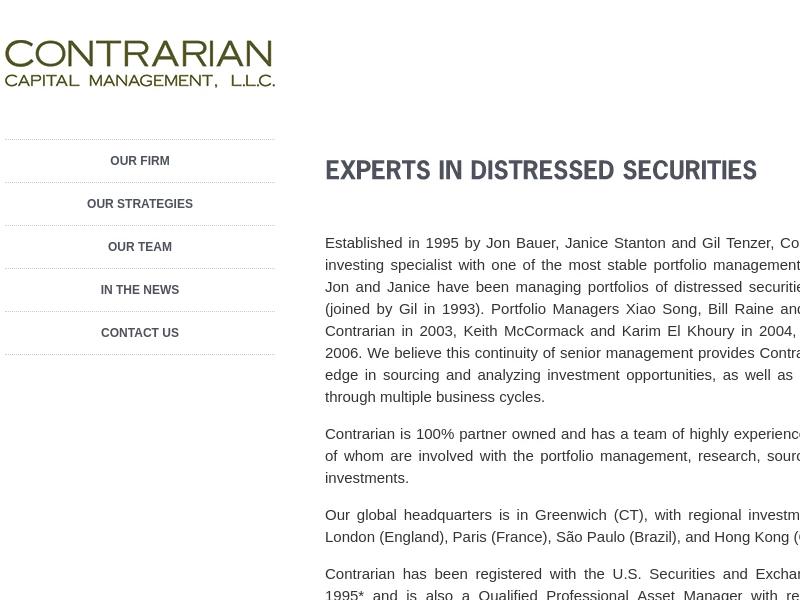 Contrarian Capital Management, LLC | U.S. and Global Distressed Investing | Home | Distressed Debt Investment Professionals, Alternative Investment Strategy