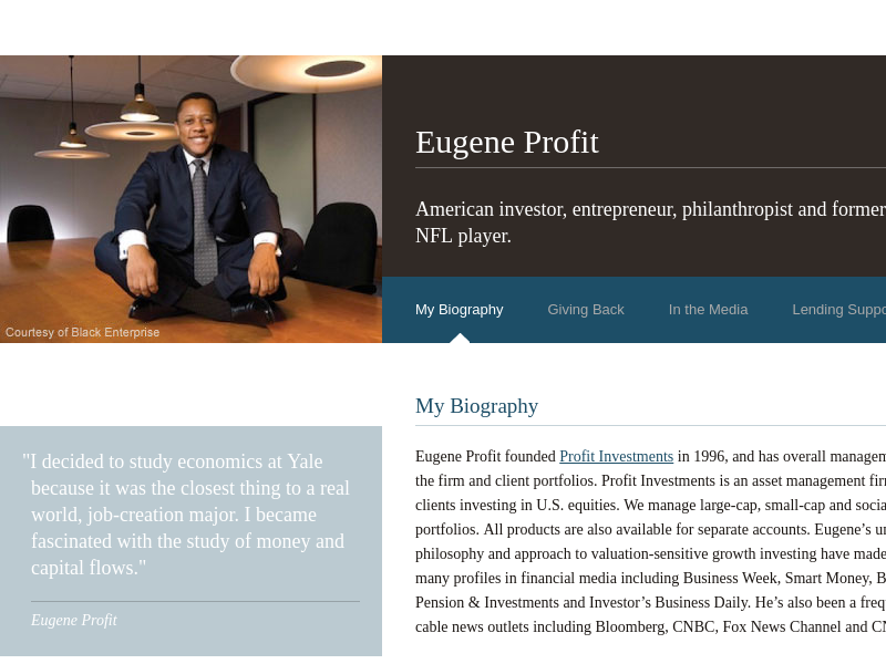 Eugene Profit | American investor, entrepreneur, philanthropist and former NFL player.