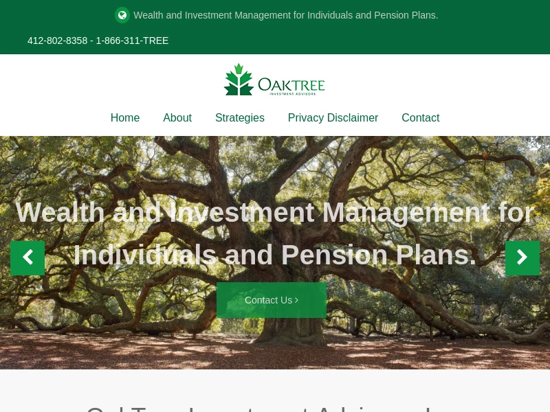 OakTree Investment Advisors - Wealth and Investment Management for Individuals and Pension Plans. Pittsburgh PA