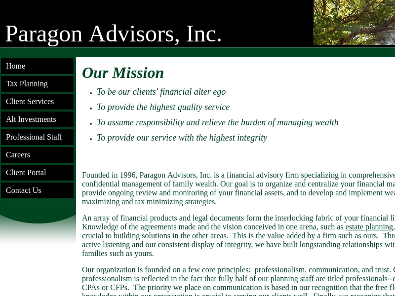 Paragon Advisors, Inc. | Comprehensive and Confidential Family Wealth Management
