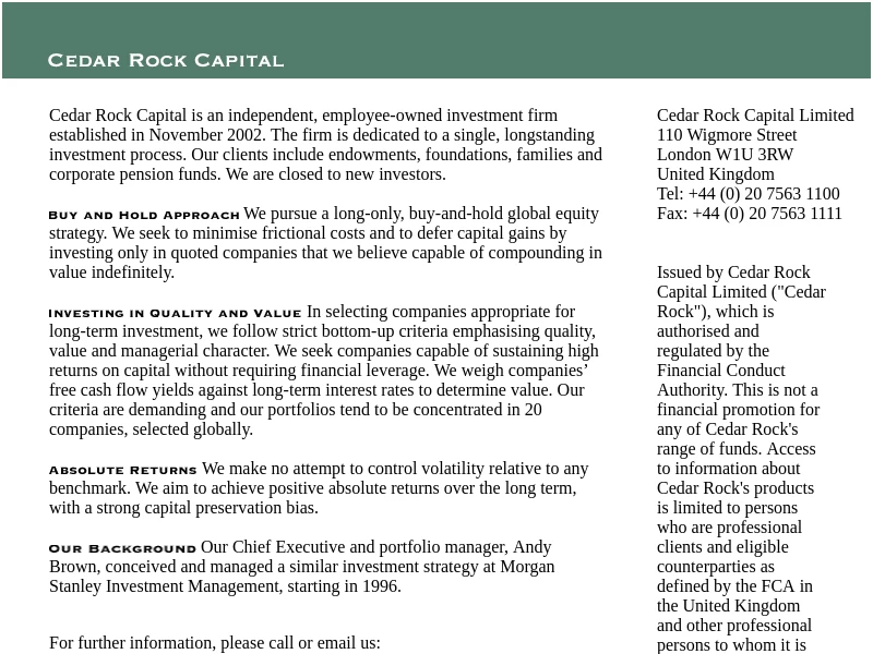 Cedar Rock Capital
