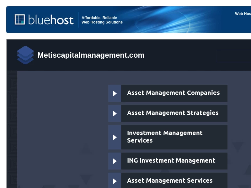 Welcome metiscapitalmanagement.com - BlueHost.com