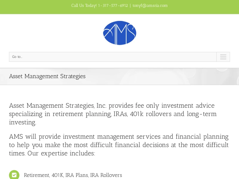 Asset Management Strategies - Mutual Fund Investing - 401k Rollover - AMS