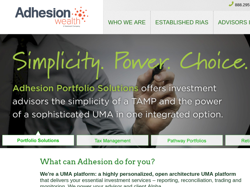 Adhesion Wealth Advisor Solutions - Home Page