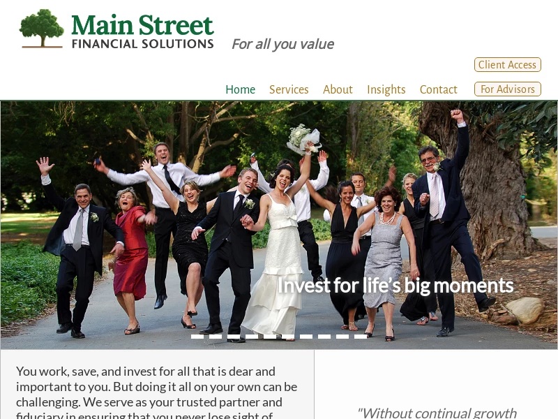 Main Street Financial Solutions – You work, save, and invest, but doing it on your own can be challenging.
