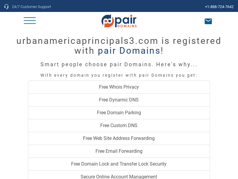 urbanamericaprincipals3.com is registered with pair Domains