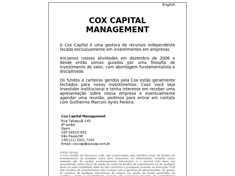 Cox Capital Management