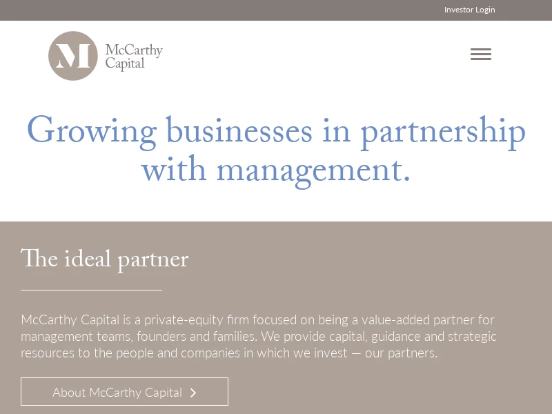 McCarthy Capital – Growing businesses in partnership with management.