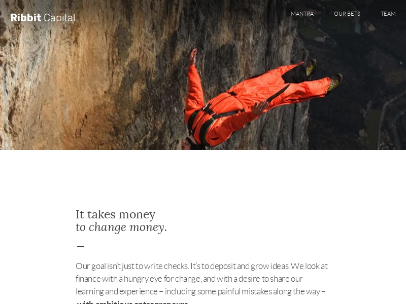 Ribbit Capital · It takes money to change money.