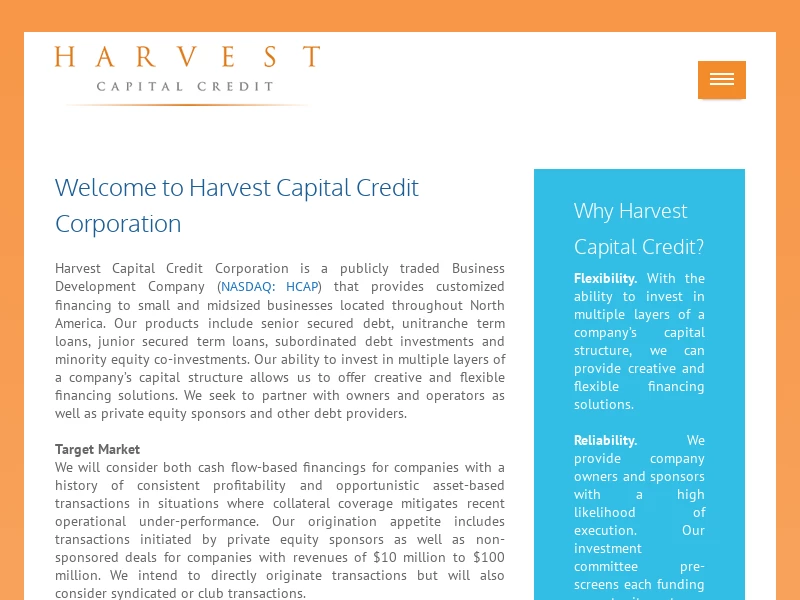 Harvest Capital Credit Corporation (NASDAQ: HCAP)