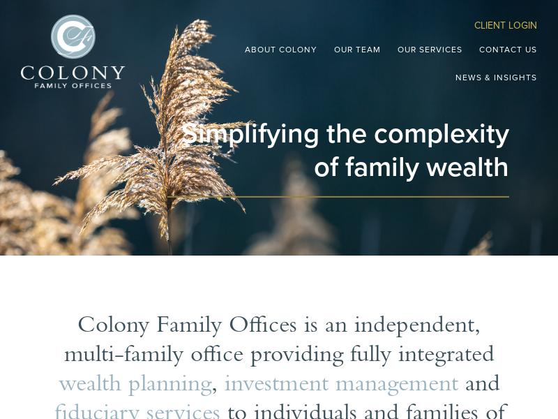 Colony Family Offices - Wealth Planning, Investment Banking & Fiduciary Services - Charlotte, NC