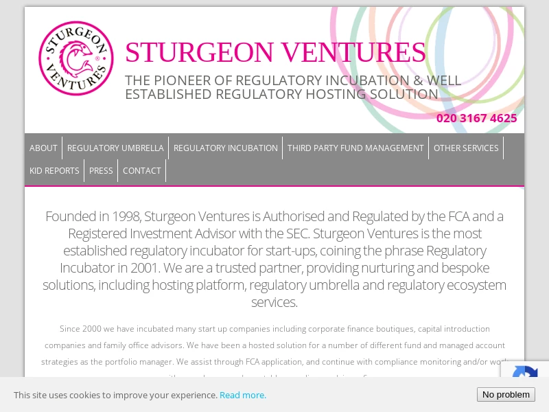Sturgeon Ventures: Regulatory Umbrella-Regulatory Hosting