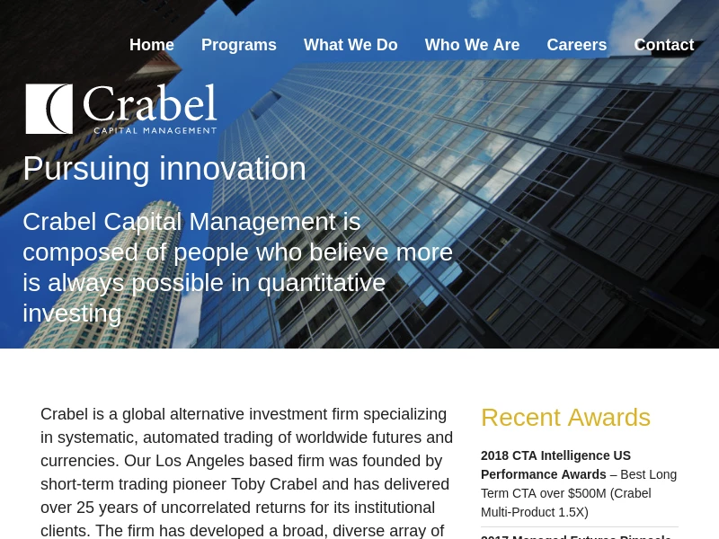 Crabel Capital Management | Quantitative Finance | Investment Firm
