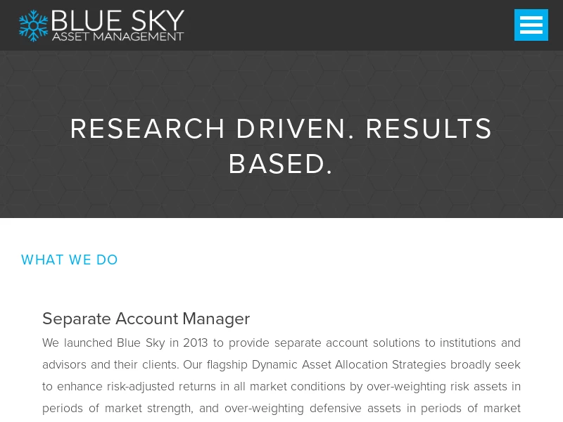 Blue Sky Asset Management | Research Driven. Results Based.