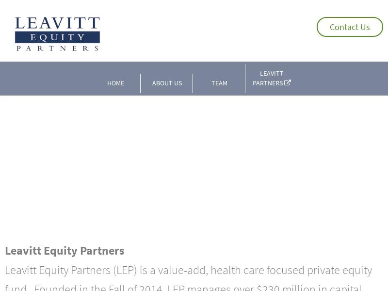Leavitt Equity Partners – Value-Add Investors in Healthcare
