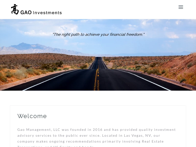 GAO Investments – （高） High standard investment