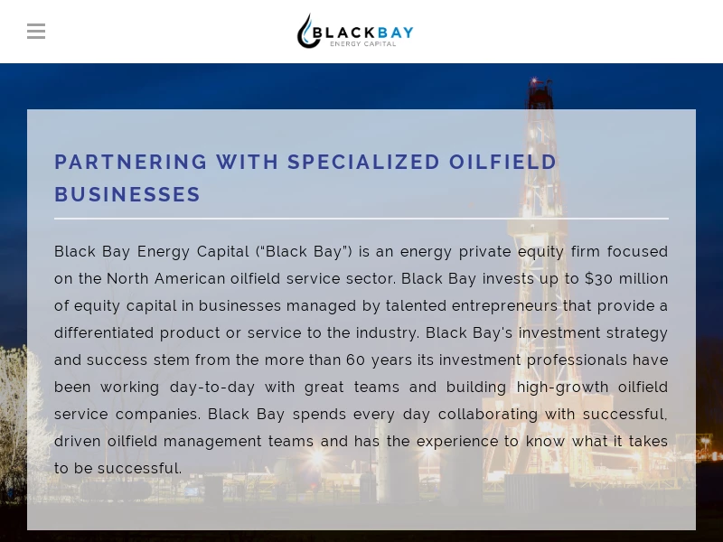 Black Bay Energy Capital | Private Equity for the Next Step in Energy