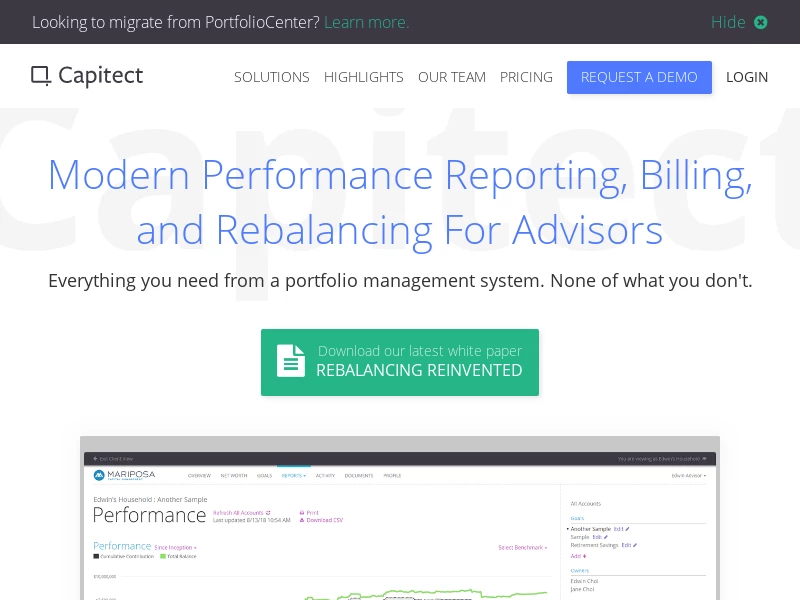 Capitect - Modern Performance Reporting, Billing, and Rebalancing For Advisors