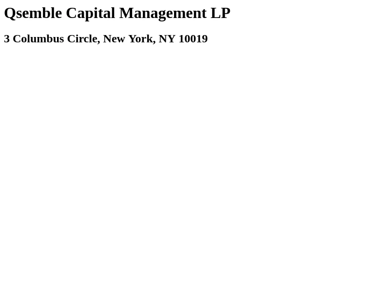 Qsemble Capital Management LP