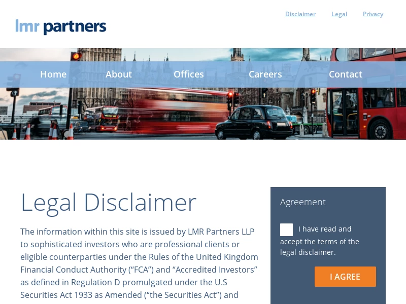 Legal Disclaimer – LMR Partners