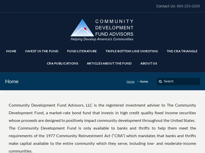 CRA Investments | Community Development Fund Advisors