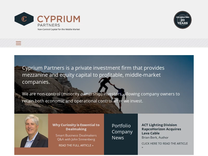 Cyprium Partners | Private Equity, Mezzanine Debt, Preferred Stock & Minority Equity Capital