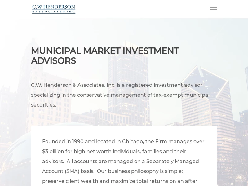 C.W. Henderson & Associates, Inc. – Municipal Market Investment Advisors