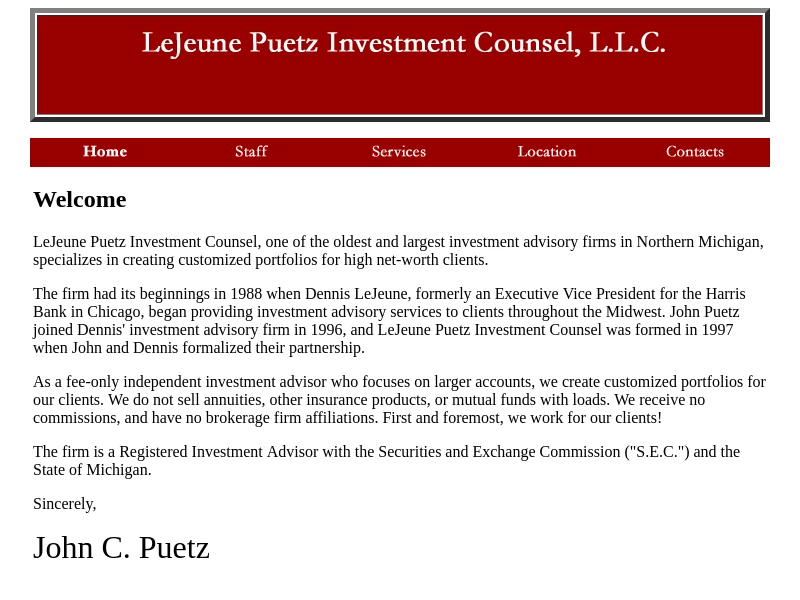 LeJeune Puetz Investment Counsel, L.L.C.