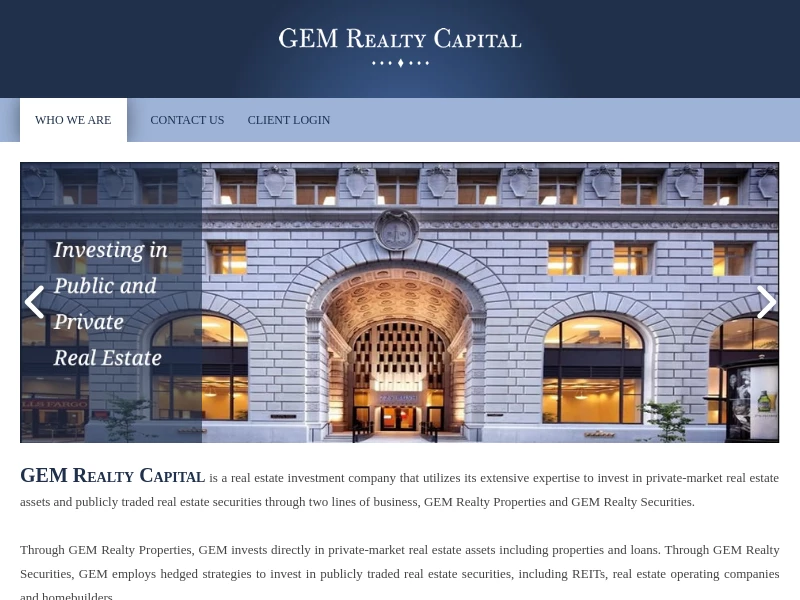 GEM Realty Capital | Investing in Public and Private Real Estate